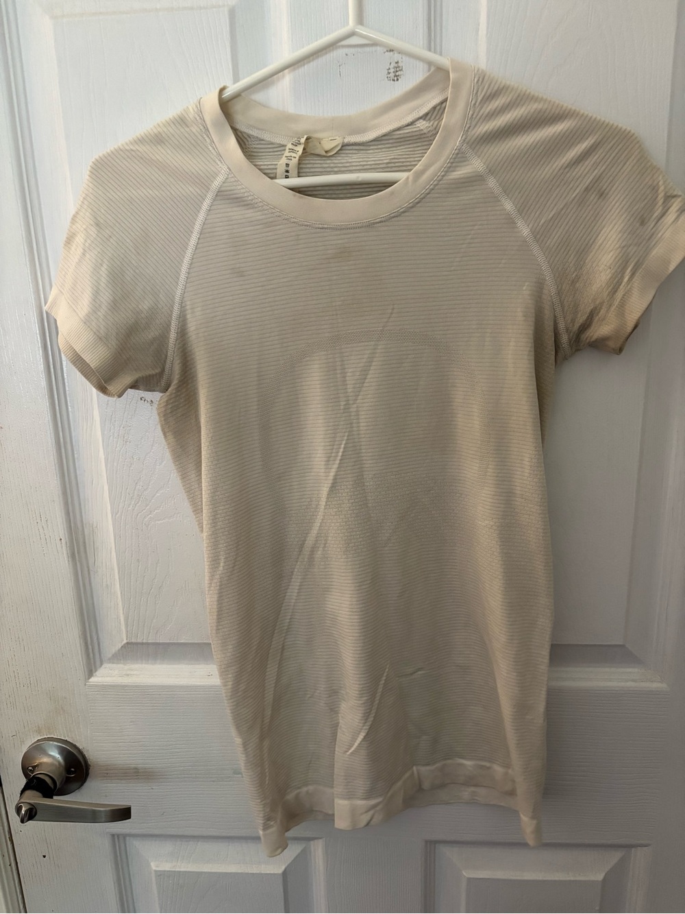 lululemon athletica Cream Ribbed Short Sleeve Tee